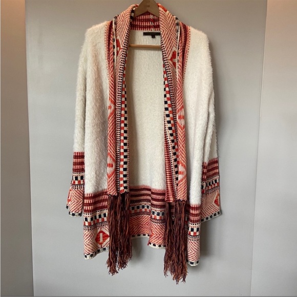 Max Studio Sweaters - MAXSPORT Tribal Aztec Long Cardigan
Boho Fringe. Size Large.